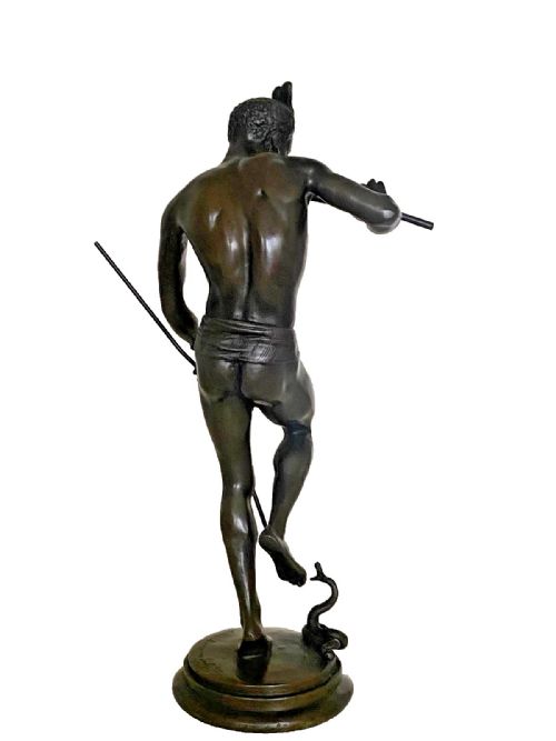 ANTIQUE BRONZE SCULPTURE THE SNAKE CHARMER CHARLES ARTHUR BOURGEOIS CA 19TH C - ADDITIONAL PHOTO 5