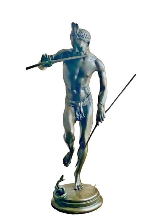 ANTIQUE BRONZE SCULPTURE THE SNAKE CHARMER CHARLES ARTHUR BOURGEOIS CA 19TH C - ADDITIONAL PHOTO 6