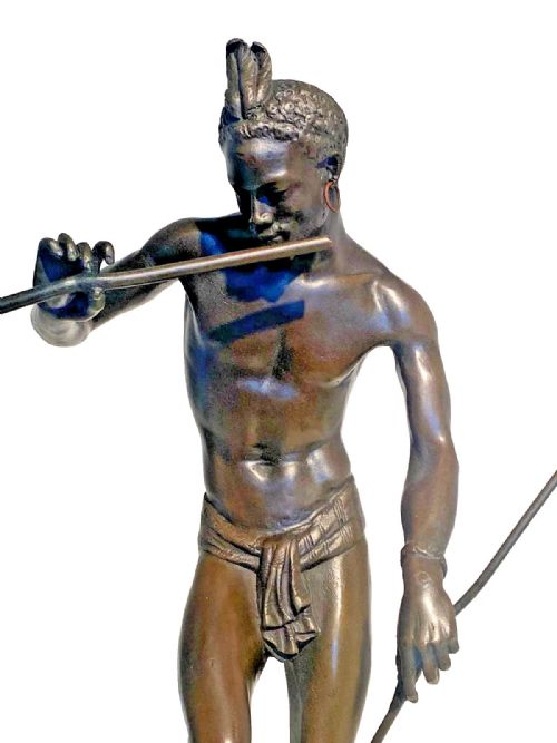ANTIQUE BRONZE SCULPTURE THE SNAKE CHARMER CHARLES ARTHUR BOURGEOIS CA 19TH C - ADDITIONAL PHOTO 9