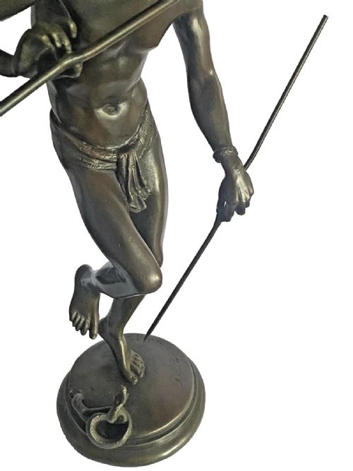 ANTIQUE BRONZE SCULPTURE THE SNAKE CHARMER CHARLES ARTHUR BOURGEOIS CA 19TH C - ADDITIONAL PHOTO 11