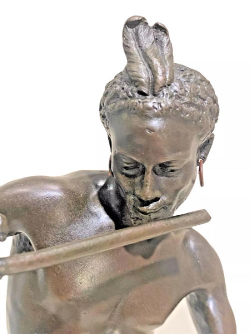 ANTIQUE BRONZE SCULPTURE THE SNAKE CHARMER CHARLES ARTHUR BOURGEOIS CA 19TH C - ADDITIONAL PHOTO 12