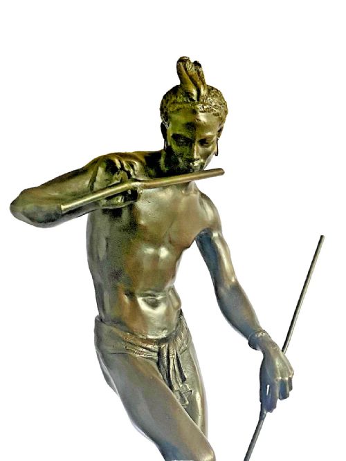 ANTIQUE BRONZE SCULPTURE THE SNAKE CHARMER CHARLES ARTHUR BOURGEOIS CA 19TH C - ADDITIONAL PHOTO 13