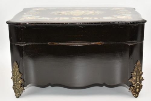 ANTIQUE FRENCH BOULLE JEWELLERY BOX NAPOLEON III ERA WITH KEY 19TH C - ADDITIONAL PHOTO 2