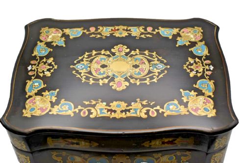 ANTIQUE FRENCH BOULLE JEWELLERY BOX NAPOLEON III ERA WITH KEY 19TH C - ADDITIONAL PHOTO 6