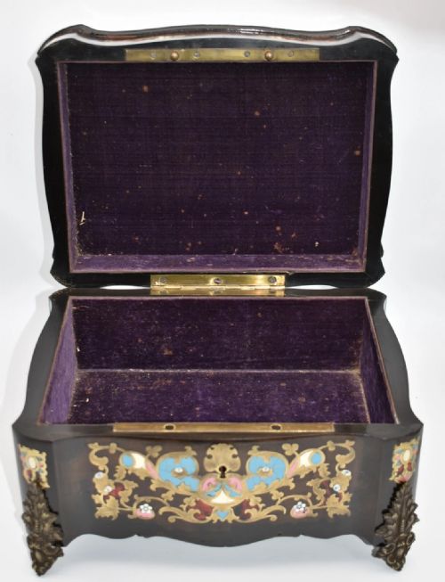 ANTIQUE FRENCH BOULLE JEWELLERY BOX NAPOLEON III ERA WITH KEY 19TH C - ADDITIONAL PHOTO 7