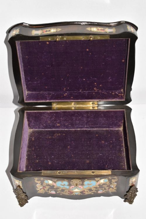 ANTIQUE FRENCH BOULLE JEWELLERY BOX NAPOLEON III ERA WITH KEY 19TH C - ADDITIONAL PHOTO 8
