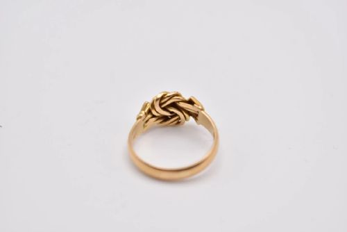 VICTORIAN 18CT GOLD LOVERS KNOT RING SET WITH THREE DIAMONDS HM WL BHAM 1894 - ADDITIONAL PHOTO 17