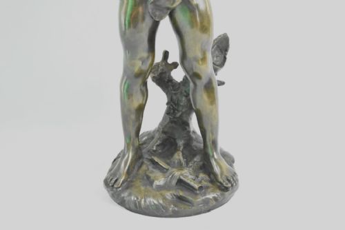 A LARGE ANTIQUE BRONZE SCULPTURE OF FLUTE PLAYER SIGNED AUG MOREAU FRENCH 19THC - ADDITIONAL PHOTO 3