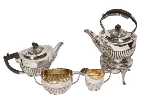 antique 1904 sheffield solid silver 4piece tea set j j maxfield ltd 2230g - CATEGORY: ANTIQUE SILVER - DATED EDWARDIAN