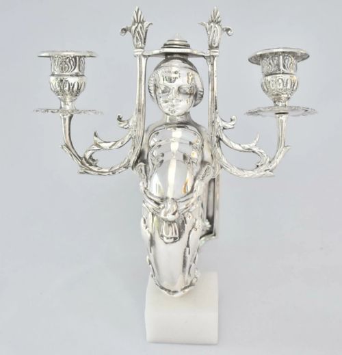 PAIR OF SILVER WALL MOUNTED HIGHLY DETAILED MERMAID CANDLE HOLDERS - ADDITIONAL PHOTO 5