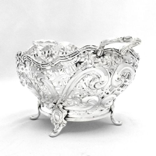 ANTIQUE VICTORIAN SOLID SILVER PIECED TWIN HANDLED BOWL BY HENRY MATTHEWS 1894 - ADDITIONAL PHOTO 2