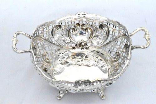 ANTIQUE VICTORIAN SOLID SILVER PIECED TWIN HANDLED BOWL BY HENRY MATTHEWS 1894 - ADDITIONAL PHOTO 4