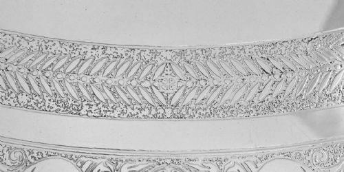 LARGE ENGRAVED CHRISTOFLE MALMAISON SILVERPLATED OVAL SERVING TRAY WITH HANDLES - ADDITIONAL PHOTO 6