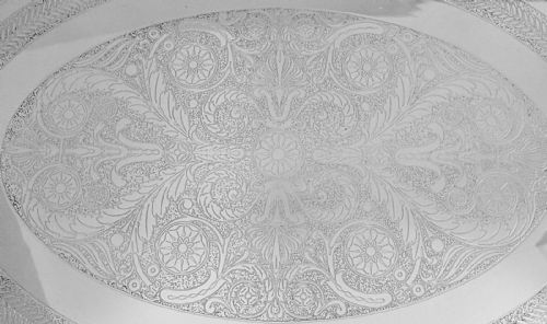 LARGE ENGRAVED CHRISTOFLE MALMAISON SILVERPLATED OVAL SERVING TRAY WITH HANDLES - ADDITIONAL PHOTO 7
