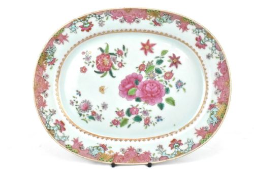 PAIR OF QING ANTIQUE 18 CENTURY FAMILLE ROSE CHINESE PORCELAIN PLATTERSDISHES - ADDITIONAL PHOTO 3