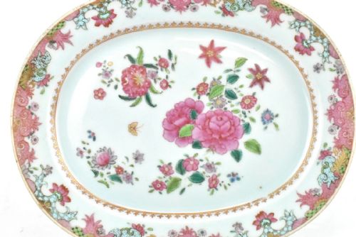 PAIR OF QING ANTIQUE 18 CENTURY FAMILLE ROSE CHINESE PORCELAIN PLATTERSDISHES - ADDITIONAL PHOTO 4