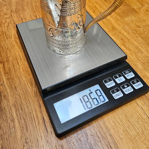 ANTIQUE SILVER LIDDED JUG HANDENGRAVED FLORAL DESIGN WOVEN HANDLE - ADDITIONAL PHOTO 7