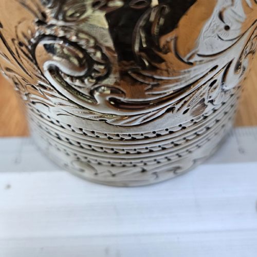 ANTIQUE SILVER LIDDED JUG HANDENGRAVED FLORAL DESIGN WOVEN HANDLE - ADDITIONAL PHOTO 9