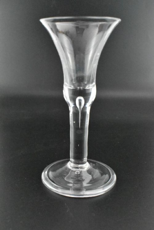 RARE 18TH CENTURY GEORGIAN WINE GLASS WITH PLAIN STEM AIR TEAR - ADDITIONAL PHOTO 2