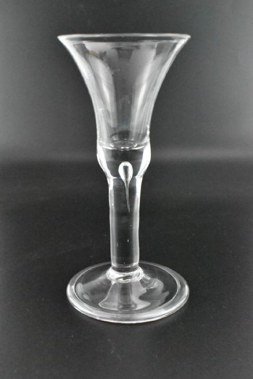 RARE 18TH CENTURY GEORGIAN WINE GLASS WITH PLAIN STEM AIR TEAR - ADDITIONAL PHOTO 3