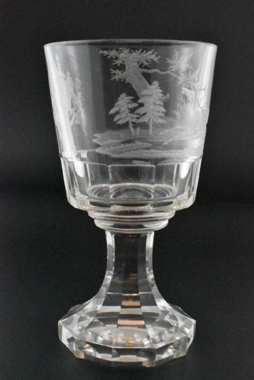 AN ANTIQUE ENGRAVED GLASS RUMMER A LARGE WIDEBOWLED DRINKING GLASS - ADDITIONAL PHOTO 6