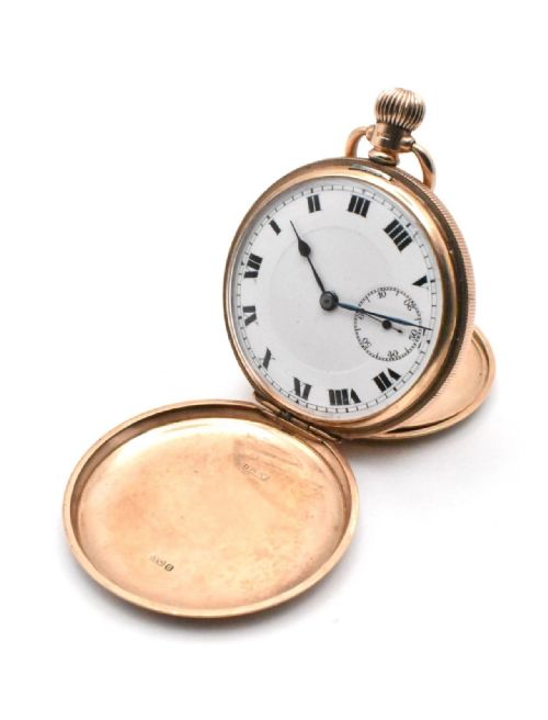 antique 9ct gold 'ald' 17 jewell swiss engine turned full hunter pocket watch - CATEGORY: ANTIQUE WATCHES - DATED EDWARDIAN