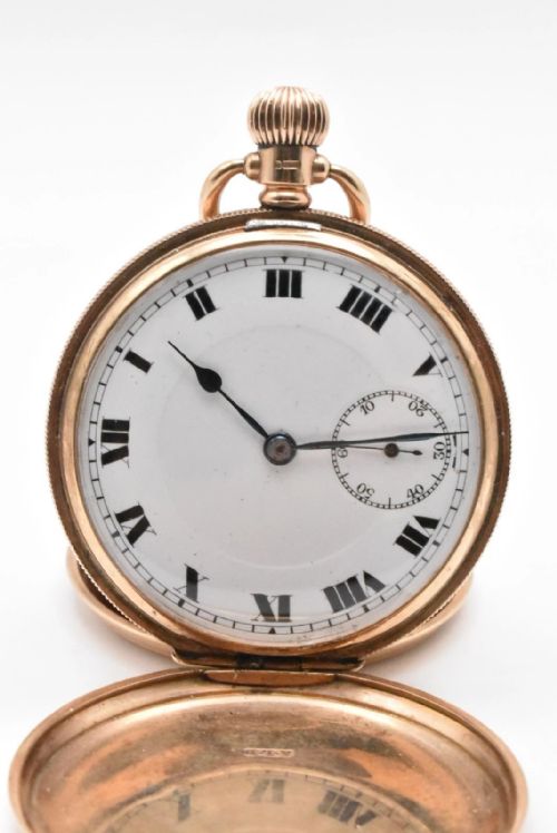 ANTIQUE 9CT GOLD 'ALD' 17 JEWELL SWISS ENGINE TURNED FULL HUNTER POCKET WATCH - ADDITIONAL PHOTO 1