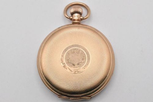 ANTIQUE 9CT GOLD 'ALD' 17 JEWELL SWISS ENGINE TURNED FULL HUNTER POCKET WATCH - ADDITIONAL PHOTO 4