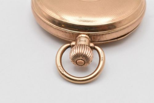 ANTIQUE 9CT GOLD 'ALD' 17 JEWELL SWISS ENGINE TURNED FULL HUNTER POCKET WATCH - ADDITIONAL PHOTO 9