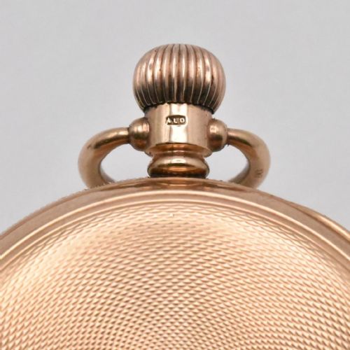 ANTIQUE 9CT GOLD 'ALD' 17 JEWELL SWISS ENGINE TURNED FULL HUNTER POCKET WATCH - ADDITIONAL PHOTO 11