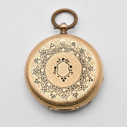 L ROBERTS GENVE 8 JEWELL HALF HUNTER ROMAIN NUMERAL 14K GOLD POCKET WATCH - ADDITIONAL PHOTO 1