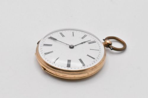 L ROBERTS GENVE 8 JEWELL HALF HUNTER ROMAIN NUMERAL 14K GOLD POCKET WATCH - ADDITIONAL PHOTO 2
