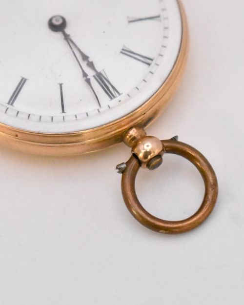 L ROBERTS GENVE 8 JEWELL HALF HUNTER ROMAIN NUMERAL 14K GOLD POCKET WATCH - ADDITIONAL PHOTO 5