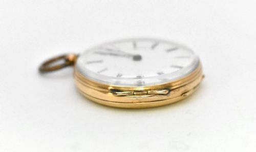 L ROBERTS GENVE 8 JEWELL HALF HUNTER ROMAIN NUMERAL 14K GOLD POCKET WATCH - ADDITIONAL PHOTO 6