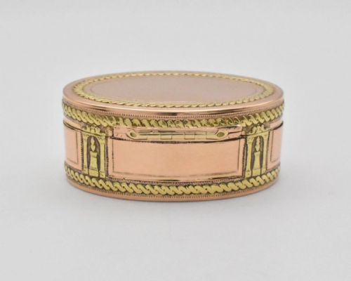 ANTIQUE 18TH CENTURY FRENCH VARICOLOURED 18CT GOLD OVAL SNUFF BOX CIRCA 1780 - ADDITIONAL PHOTO 2