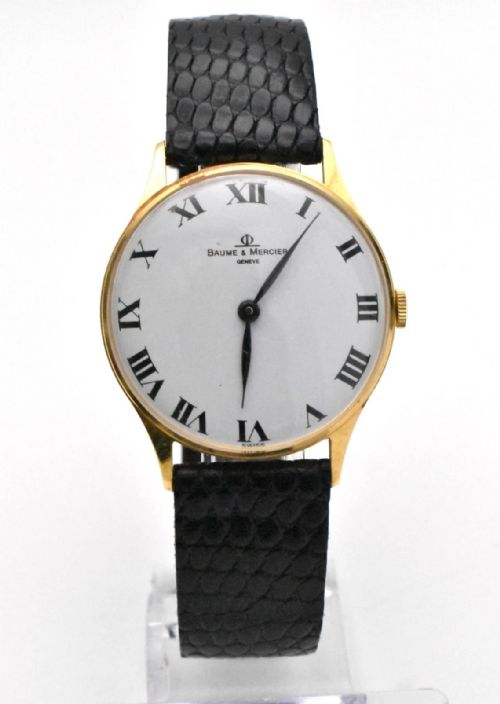 Vintage Baume & Mercier Swiss 18ct Gold White Dial Clasimma Wristwatch 30mm Bnos