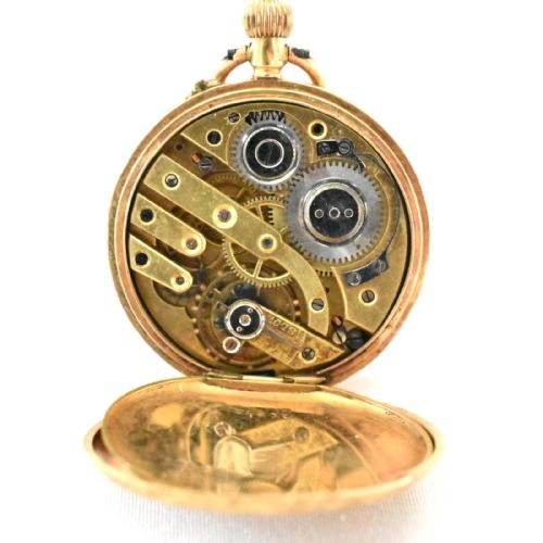 18K FULL HUNTER POCKET WATCH INTRICATELY ENGRAVED FRONT AND BACK - ADDITIONAL PHOTO 7