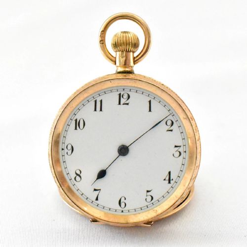 OPEN FACED POCKET WATCH 12CT GOLD - ADDITIONAL PHOTO 5