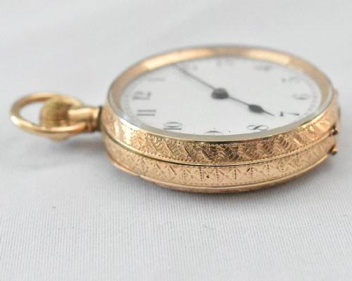 OPEN FACED POCKET WATCH 12CT GOLD - ADDITIONAL PHOTO 6