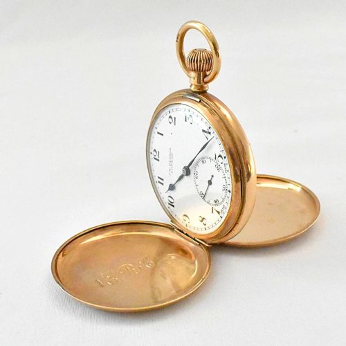 J W BENSON SWISS MADE FULL HUNTER 9CT GOLD POCKET WATCH - ADDITIONAL PHOTO 4