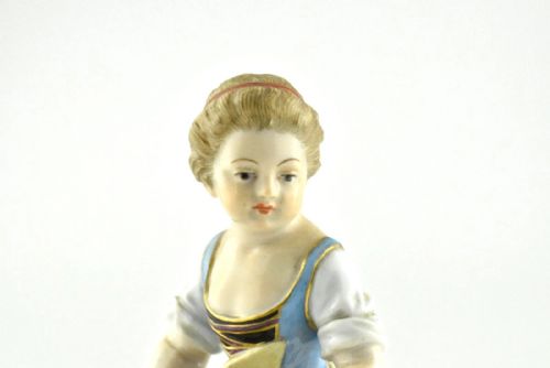 ANTIQUE MEISSEN PORCELAIN FIGURINE OF A GIRL WITH FLOWER BASKET - ADDITIONAL PHOTO 8