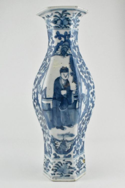 PAIR OF ANTIQUE QING CHINESE BLUE WHITE PORCELAIN VASES KANGXI MARKS CA 19THC - ADDITIONAL PHOTO 11