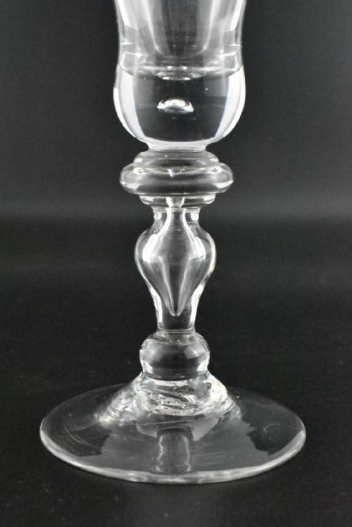 A GEORGIAN BALLUSTER GLASS GOBLET FLARED RIM TEARDROP STEM - ADDITIONAL PHOTO 4