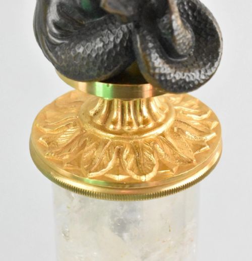 ANTIQUE FRENCH MERMAID TORCH LAMP MYTHICAL BASE ROCK CRYSTAL COLUMN C1900 - ADDITIONAL PHOTO 10