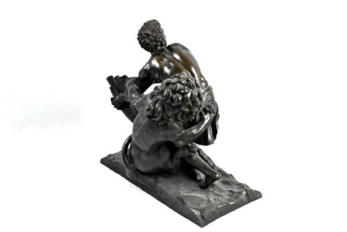 A LARGE ANTIQUE BRONZE SCULPTURE MILO OF CROTON TRAPPED IN THE OAK TREE BY LION - ADDITIONAL PHOTO 8