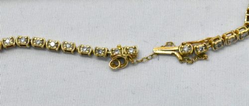 MID CENTURY 14CT YELLOW GOLD SET DIAMOND FLEXIBLE 3MM WIDE LINE BRACELET - ADDITIONAL PHOTO 5