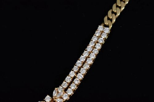 18KT YELLOW GOLD SET FINE COLUMBIAN EMERALD DIAMOND DROP NECKCHAIN - ADDITIONAL PHOTO 3