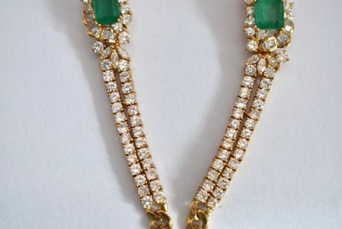 18KT YELLOW GOLD SET FINE COLUMBIAN EMERALD DIAMOND DROP NECKCHAIN - ADDITIONAL PHOTO 7