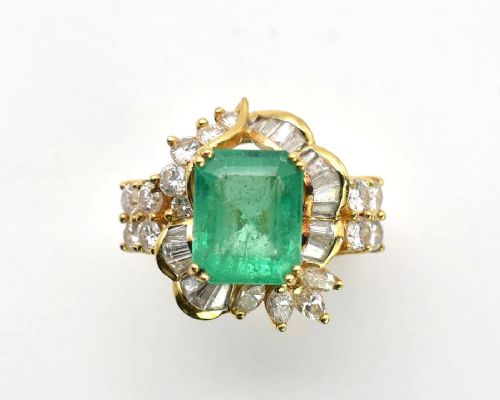18KT YELLOW GOLD SET FINE COLUMBIAN EMERALD DIAMOND DROP NECKCHAIN - ADDITIONAL PHOTO 9