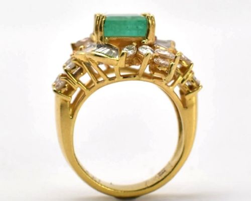 18KT YELLOW GOLD SET FINE COLUMBIAN EMERALD DIAMOND DROP NECKCHAIN - ADDITIONAL PHOTO 10